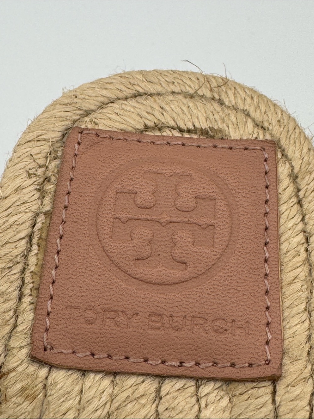 Tory Burch Britten Espadrille Leather Slide Sandals Mules Pink Moon Gold Logo - Picture 11 of 13